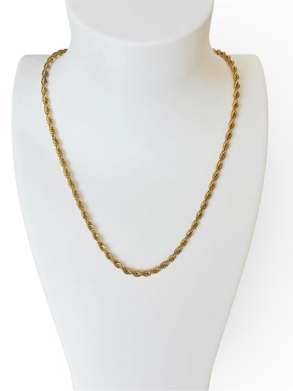14k gp yellow gold Rope Chain Necklace - Women Jewelry 16-18” stamped